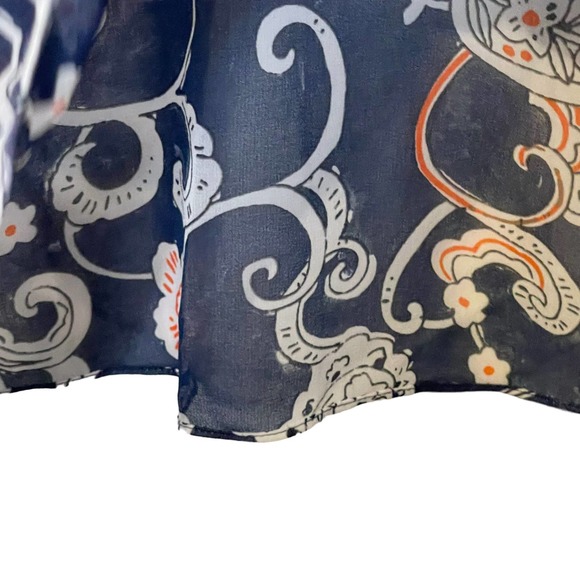 Cabi Floral Paisley Striped Peplum Sheer Blouse Ruffled Trim V-Neck Top XS Women - Picture 6 of 8